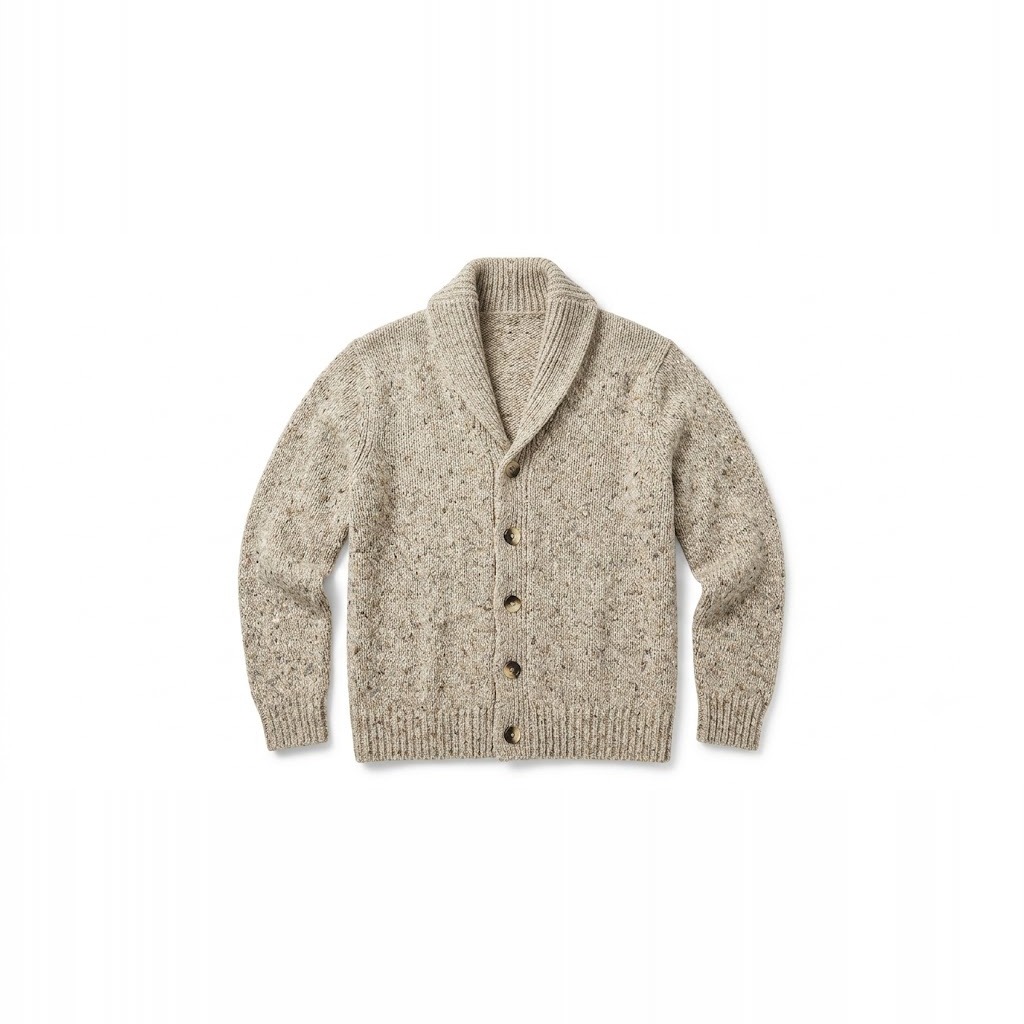 Donegal Wool Shawl-Collar Cardigan