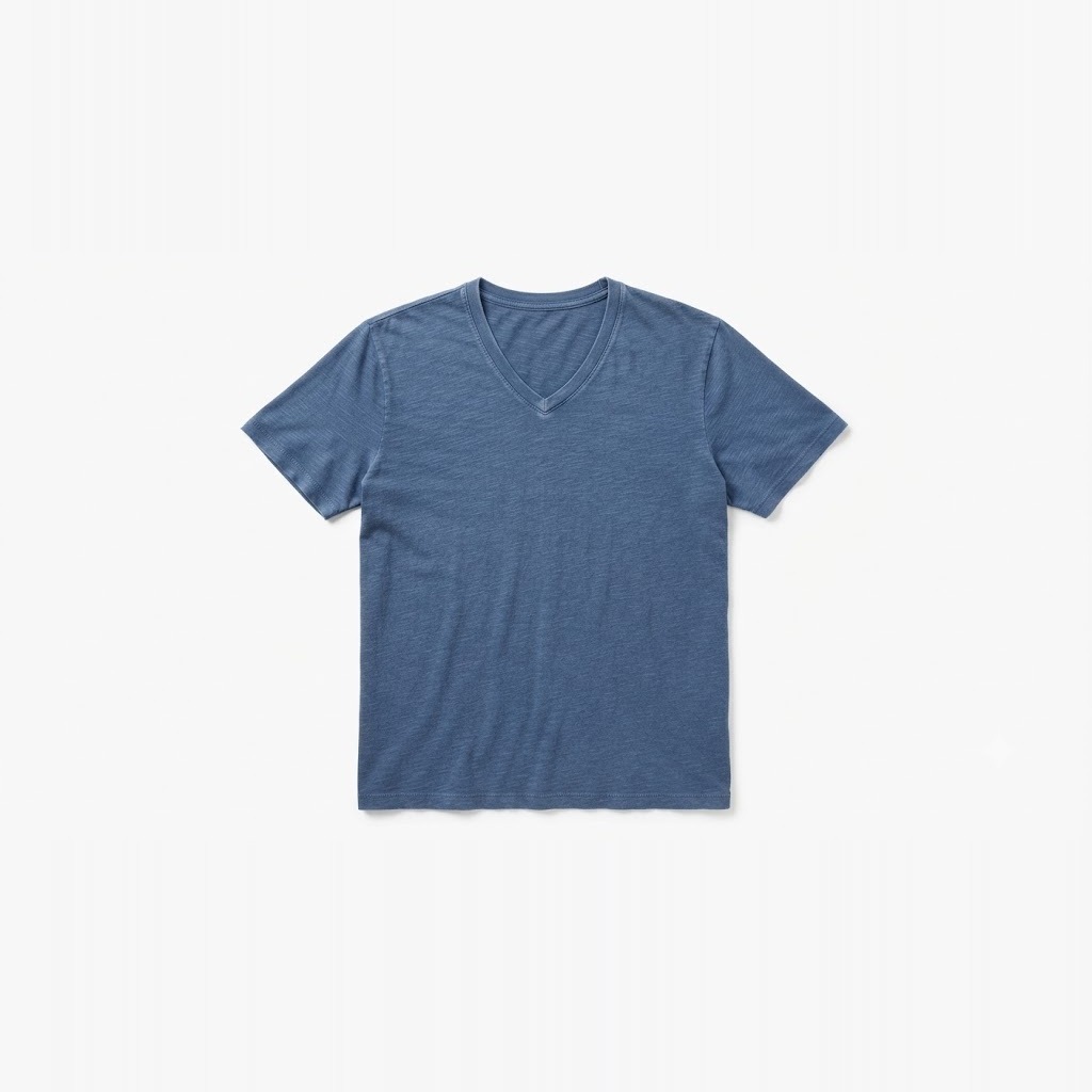 Garment-Dyed Slub Cotton V-Neck Tee