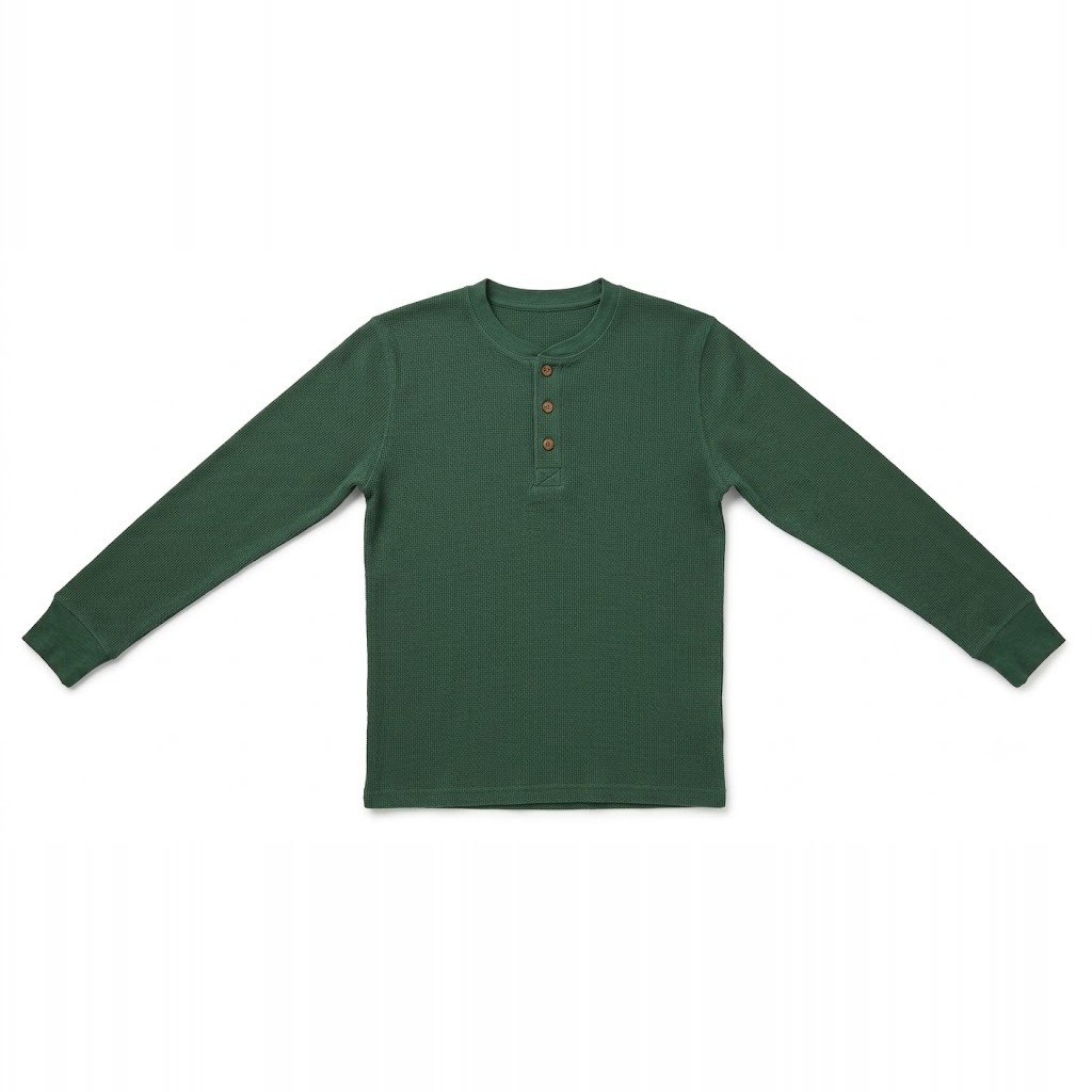 Waffle-Knit Henley Shirt